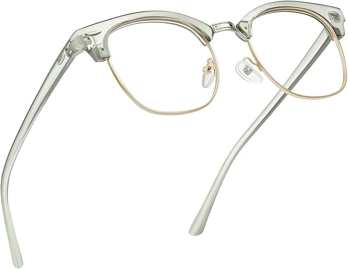 Specialty Blue Light Blocking Glasses Vintage Half Frame UV Clear Lens Anti Eyestrain Reliable