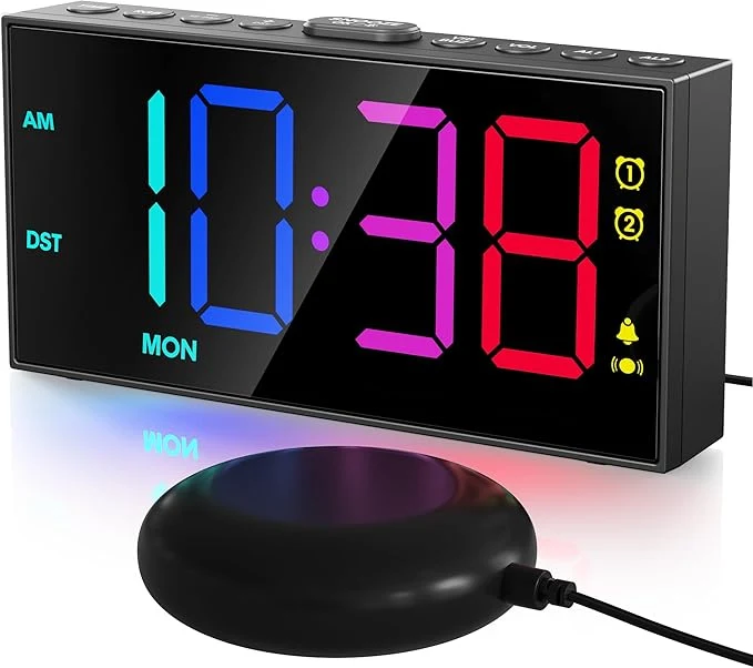 Clean PPLEE RGB Bed Shaker Alarm Clock Quality