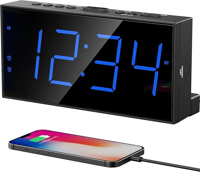 Elite Large Display Alarm Clock for Bedroom Dual Alarm for Couples 5-Level Dimmer Trendy