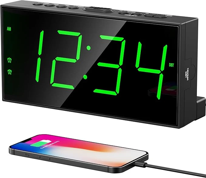 Verified PPLEE Digital Alarm Clock for Bedroom 2 Alarms Large Big Numbers Display Pure