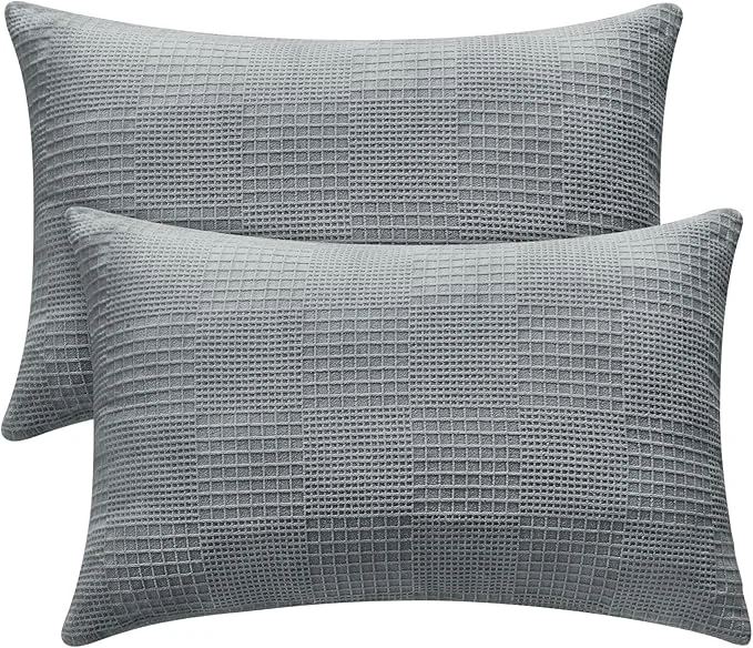 Genuine BEDELITE Flannel Pillow Cases Queen Size Set of 2 Decorative Waffle Weave Eco-Friendly