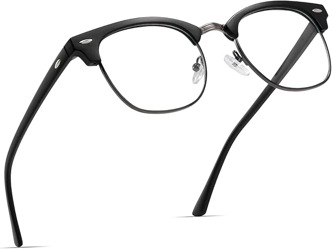Superior Blue Light Blocking Glasses Vintage Half Frame UV Clear Lens Anti Eyestrain Fine