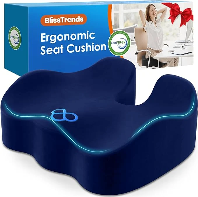 Reusable BlissTrends Seat Cushion 5.2in Thick Memory Foam Cushions Luxury