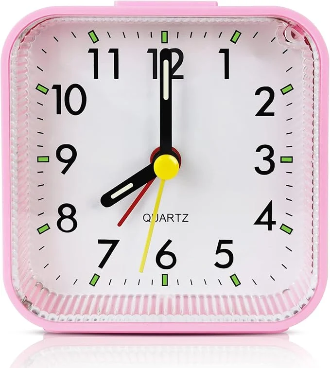 High-Performance Lamisola Small Pink Kids Desk Alarm Clock Analog Travel Battery Operated Clock Sustainable
