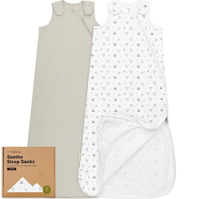 Convenient 2-Pack Organic Baby Sleep Sacks Cotton Green