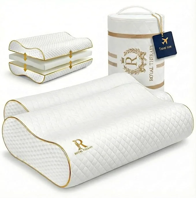 Consistent Royal Therapy Travel Memory Foam Pillow 2-Pack Neck Pillow Bamboo Adjustable Innovative