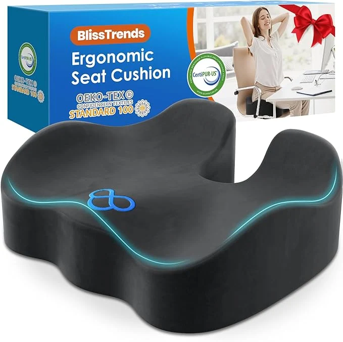 Efficient BlissTrends Seat Cushion Thick Memory Foam Cushions Premium