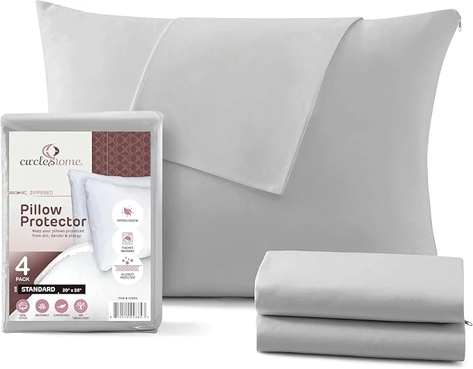 Green CirclesHome Pillow Protectors 4 Pack Standard Zippered Efficient