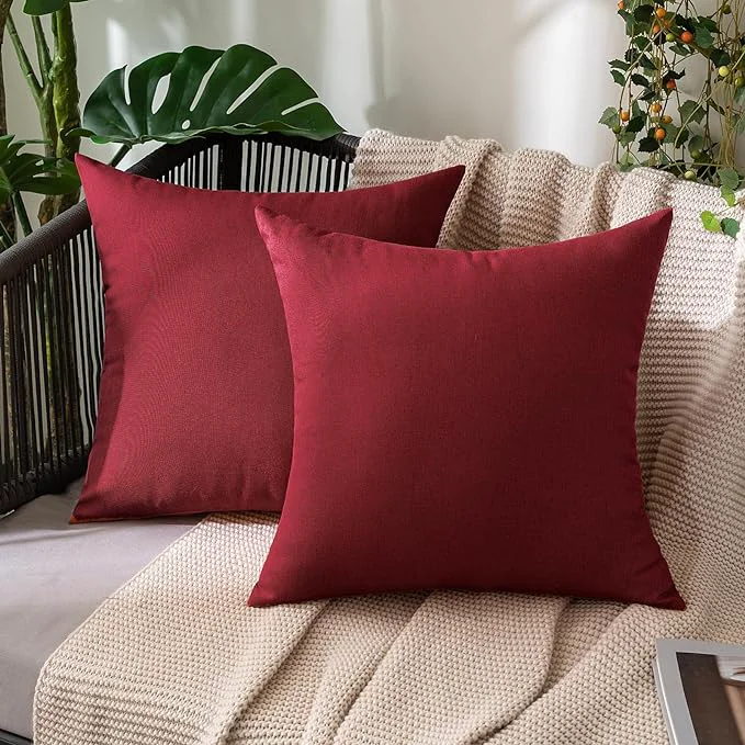 Top-Quality MIULEE Pack of 2 Decorative Outdoor Solid Waterproof Throw Pillow Covers Faux Traditional