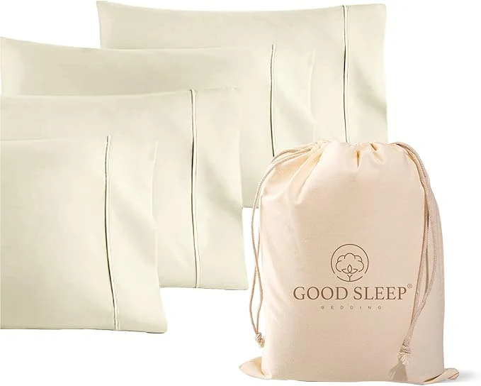 Responsible Set of 4 Pillow Cases Queen Standard 800 TC Egyptian Cotton Silky Soft Excellent