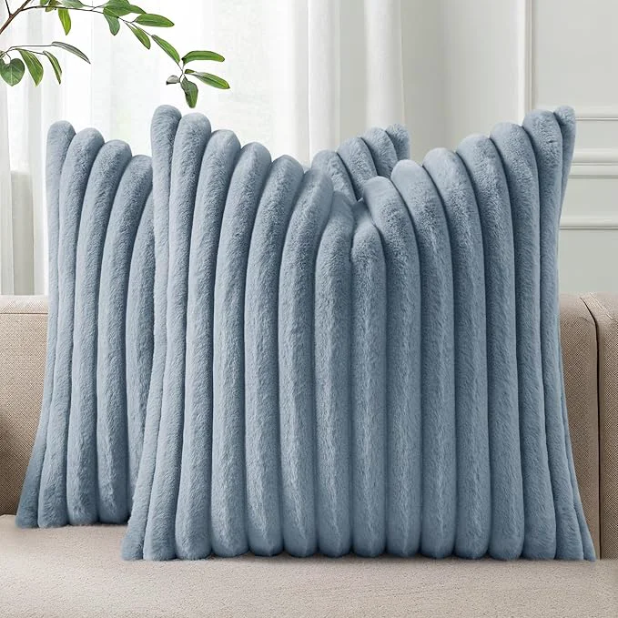 Premium Material Pallene Faux Fur Plush Throw Pillow Covers 22×22 Set of 2 Luxury Soft Fluffy Fashionable