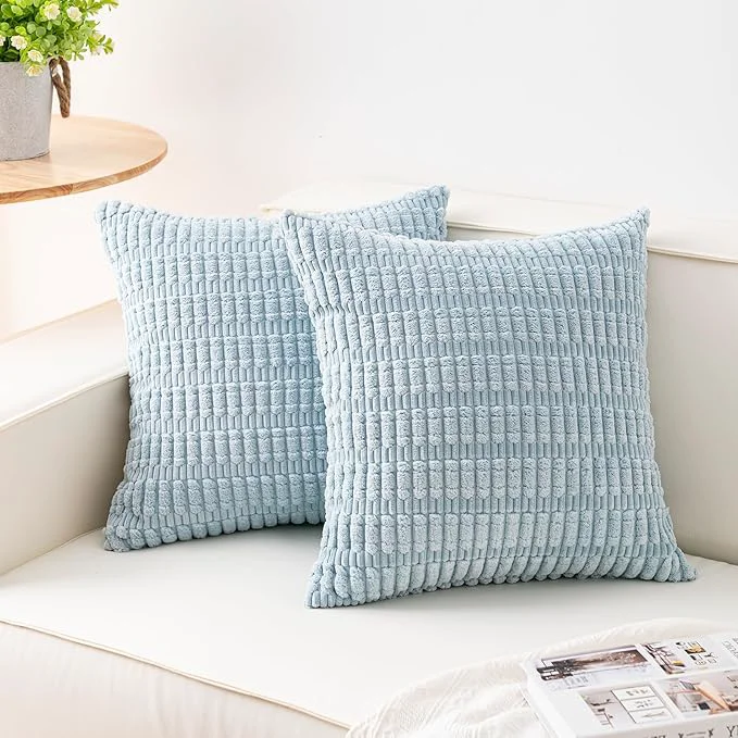 Practical Aegero Pack of 2 Corduroy Decorative Throw Pillow Covers 22×22 Inch Soft Premium