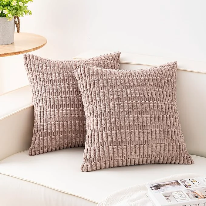 Versatile Aegero Pack of 2 Corduroy Decorative Throw Pillow Covers 22×22 Inch Soft Certified