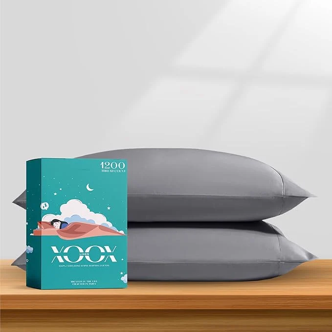 Comfortable XOOX Linen Egyptian Cotton King Pillow Cases Set of 2 High-Performance