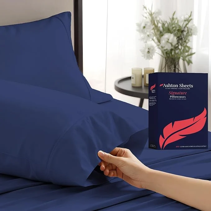 Secure Egyptian Cotton Pillow Cases King Size Set of 2 Fine