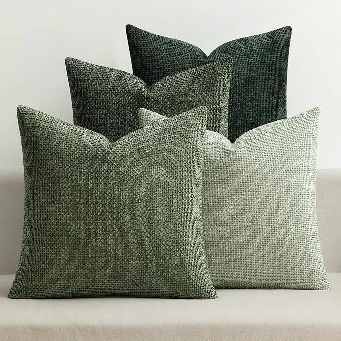 Fashionable MIULEE Pack of 4 Couch Throw Pillow Covers 16×16 Inch Green Soft Decorative Reusable