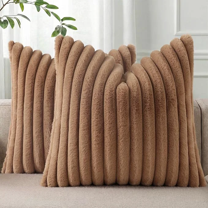 Specialty Pallene Faux Fur Plush Throw Pillow Covers 20×20 Set of 2 Luxury Soft Fluffy Practical