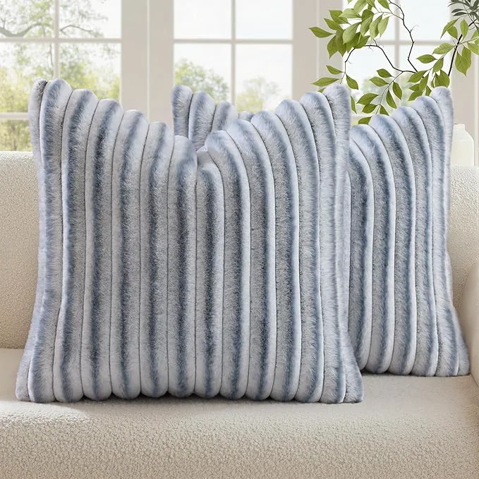 Outstanding decorUhome Cozy Faux Fur Throw Pillow Covers 24×24 Set of 2 Decorative Soft Smooth