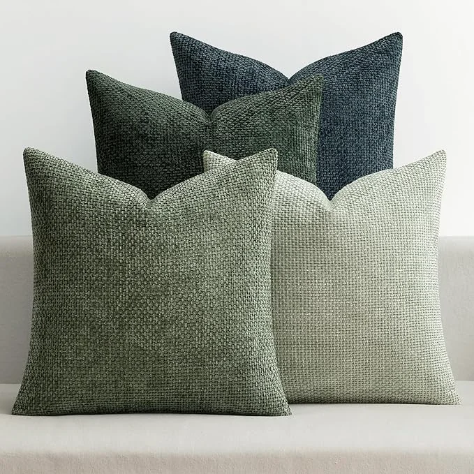 Verified MIULEE Pack of 4 Couch Throw Pillow Covers 16×16 Inch Green Forest Soft Expertly Made