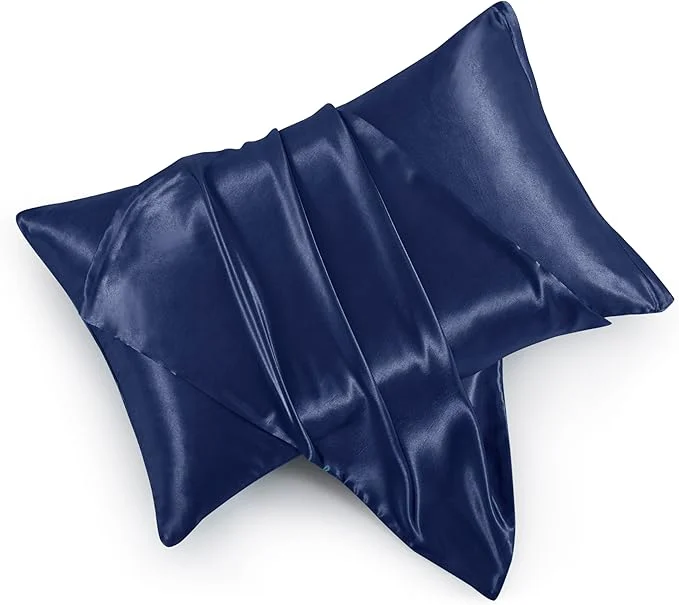 Premium Navy Blue Satin Pillowcases Stylish