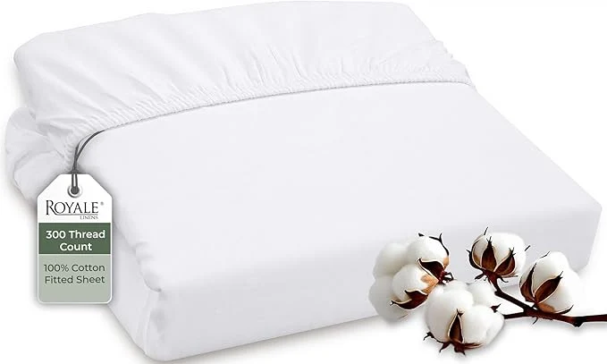 Smart ROYALE LINENS 300 Thread Count Long Staple Combed Cotton Fitted Sheet Twin Top-Quality