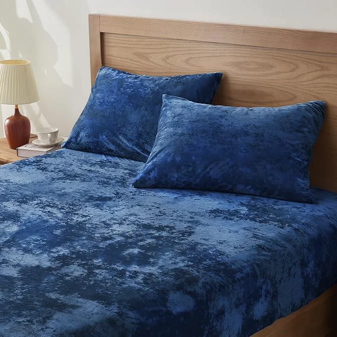 Premium Material BEDELITE Velvet Fitted Sheet and Pillowcases Set Luxury Soft Fuzzy Bottom Sheet Quality