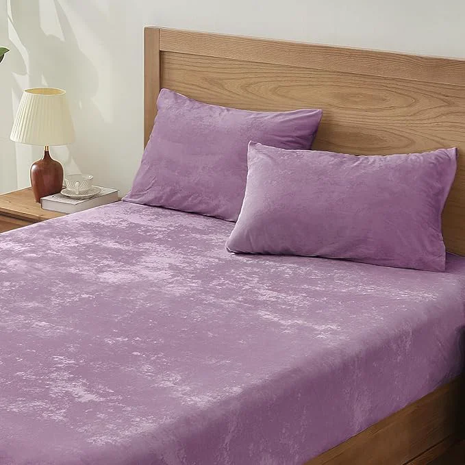 Fashionable BEDELITE Velvet Fitted Sheet and Pillowcases Set Luxury Soft Fuzzy Bottom Sheet Premium Material
