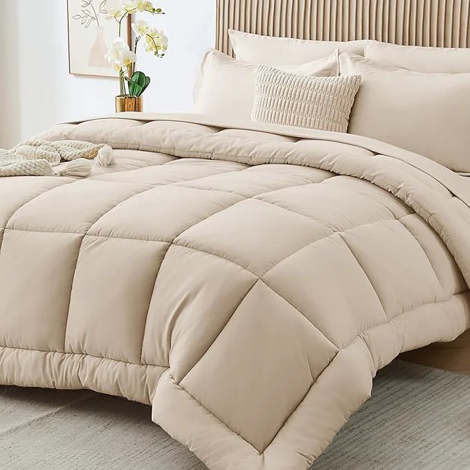 First-Class Sasttie King Size Comforter Set 7 Pieces Bed in a Bag King Complete Bedding Classic
