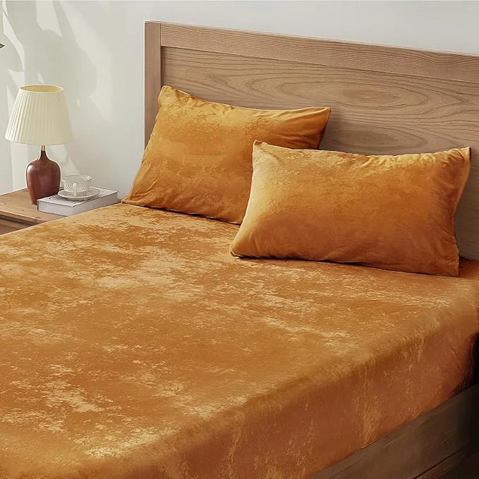 Quality BEDELITE Velvet Fitted Sheet and Pillowcase Set Luxury Soft Fuzzy Bottom Sheet Convenient