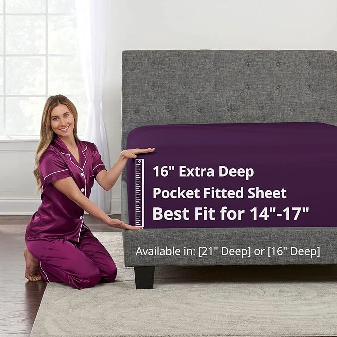 Sustainable Queen Size Deep Pocket Fitted Sheet 16′ Fit ly 14’18’ Mattress Lightweight