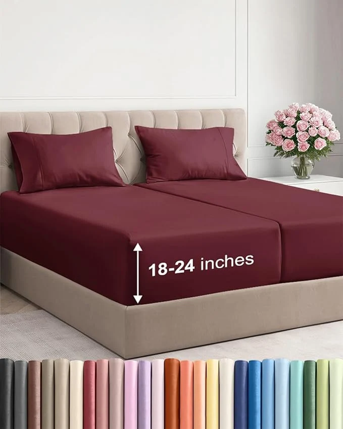 Flexible Extra Deep Split King Sheet Set Natural