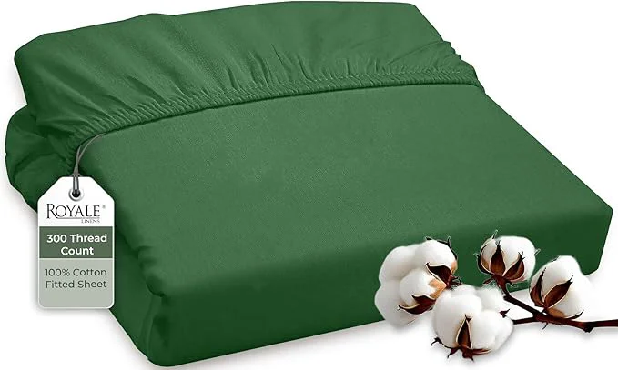 Versatile ROYALE LINENS 300 Thread Count Long Staple Combed Cotton Fitted Sheet King Durable