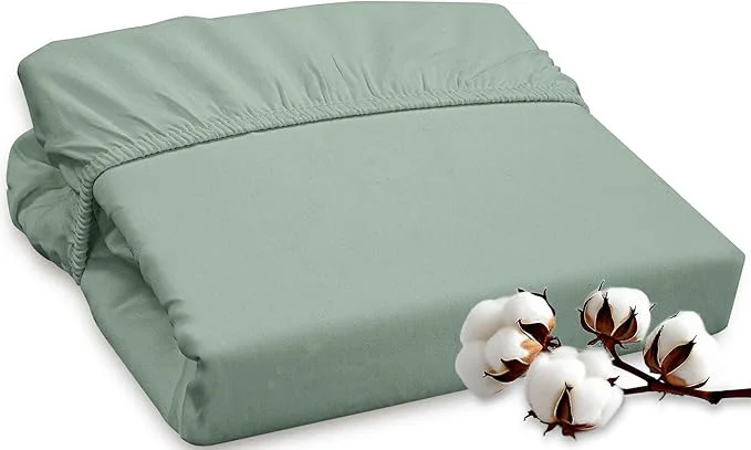Verified ROYALE LINENS 300 Thread Count Long Staple Combed Cotton Fitted Sheet Twin Solid