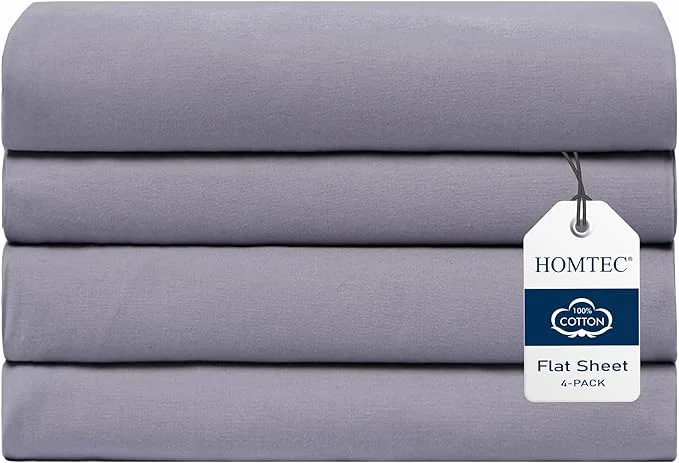 Selected Full Size Flat Sheet 4 Pack Cotton Percale Flat Bed Sheet Breathable Contemporary