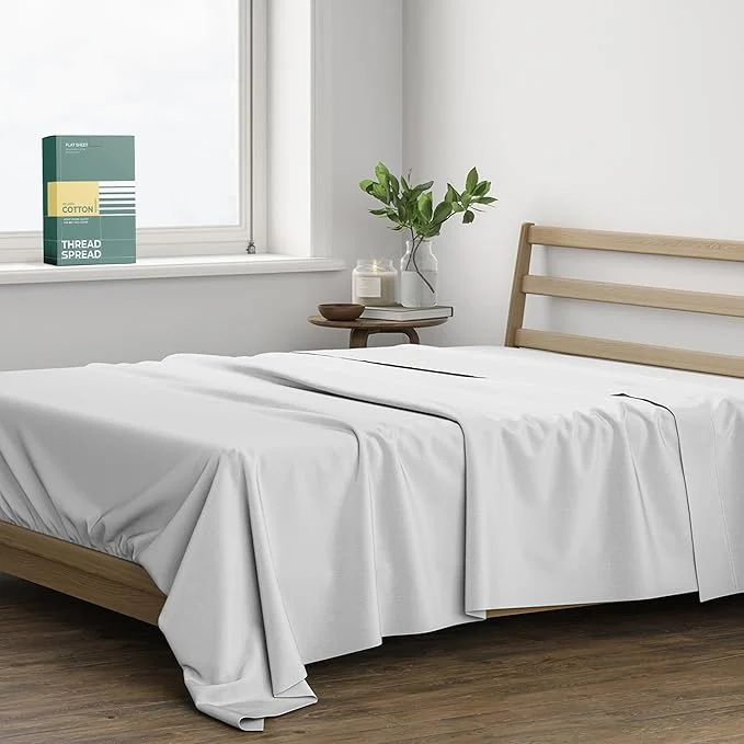 Superior THREAD SPREAD Organic Cotton Percale Flat Sheet King Size Healthy