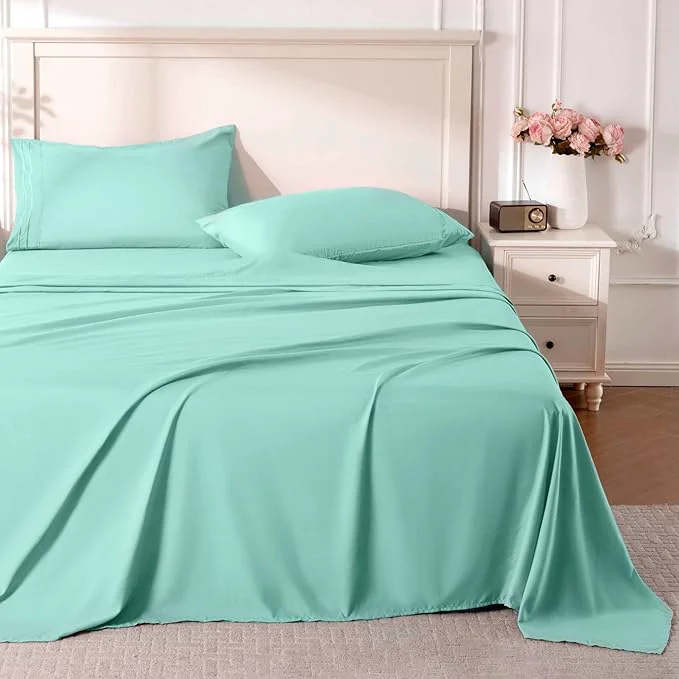 Easy-to-Use ROSE RISY Light Green Twin Sheet Set 3 Pieces Soft Bedding Sheet Set Long-Lasting