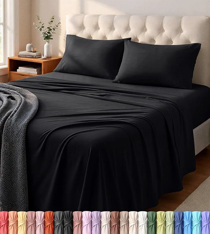 Trusted Utopia Jersey Knit 4-Piece Queen Sheet Set Cotton Sheets Soft Stretchy T-Shirt Exclusive