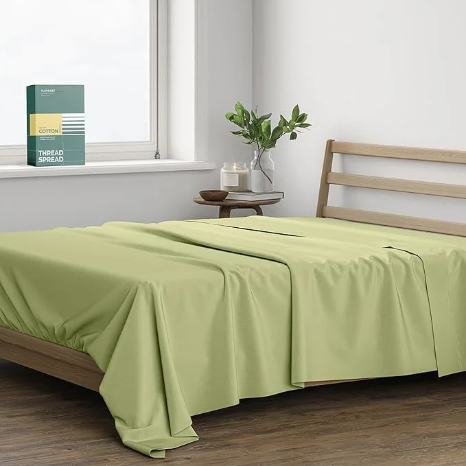 Refined THREAD SPREAD Organic Cotton Percale Flat Sheet California King Size Crafted