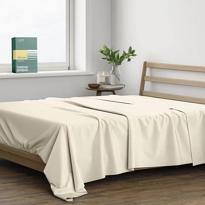 Elite THREAD SPREAD Organic Cotton Percale Flat Sheet Twin XL Size Powerful