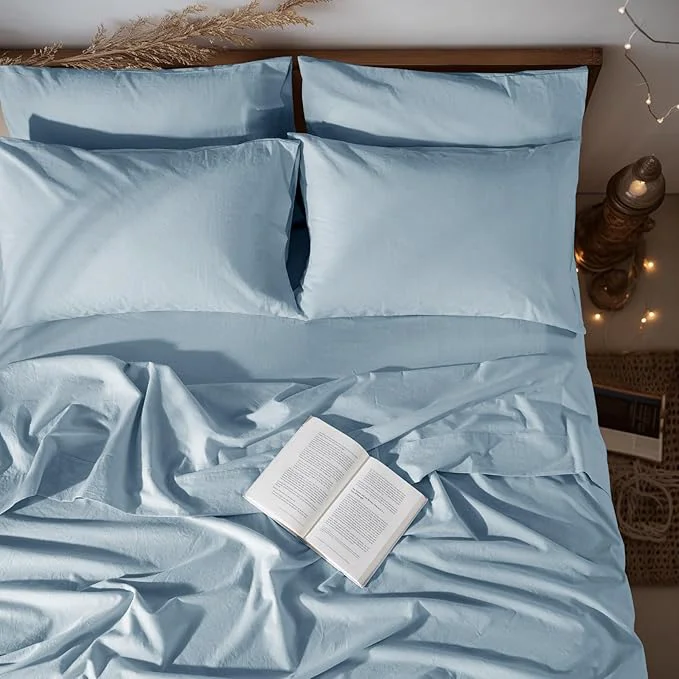 Top-Quality LBRO2M Pure Linen Sheet Set Deep Pocket Up to 16 Bed Sheets Sets Flexible