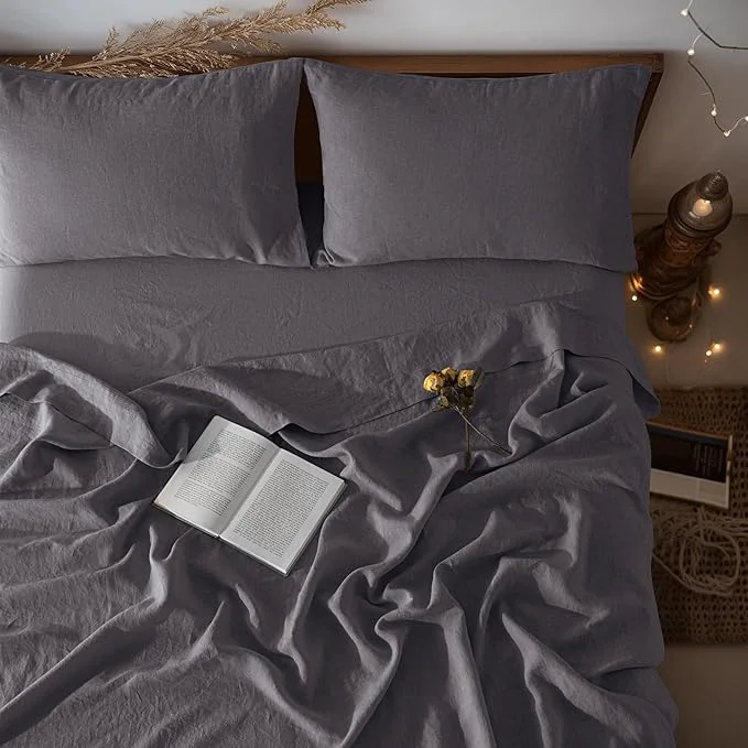 Sustainable LBRO2M Pure Linen Sheet Set Deep Pocket Up to 16 Bed Sheets Sets Elite