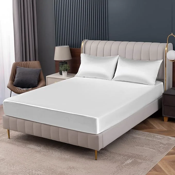 Elite Homiest White Satin Fitted Sheet Versatile