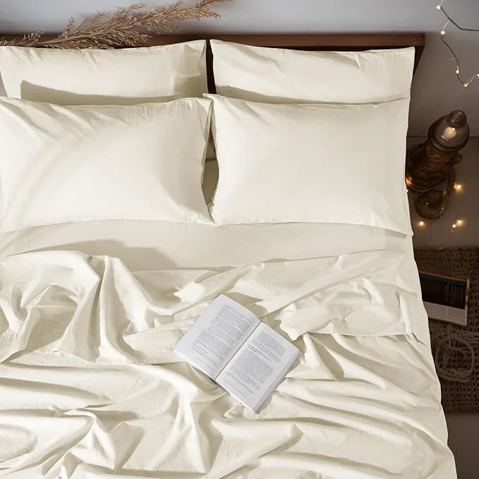 Sophisticated LBRO2M Pure Linen Sheet Set Deep Pocket Up to 16 Bed Sheets Sets Exclusive
