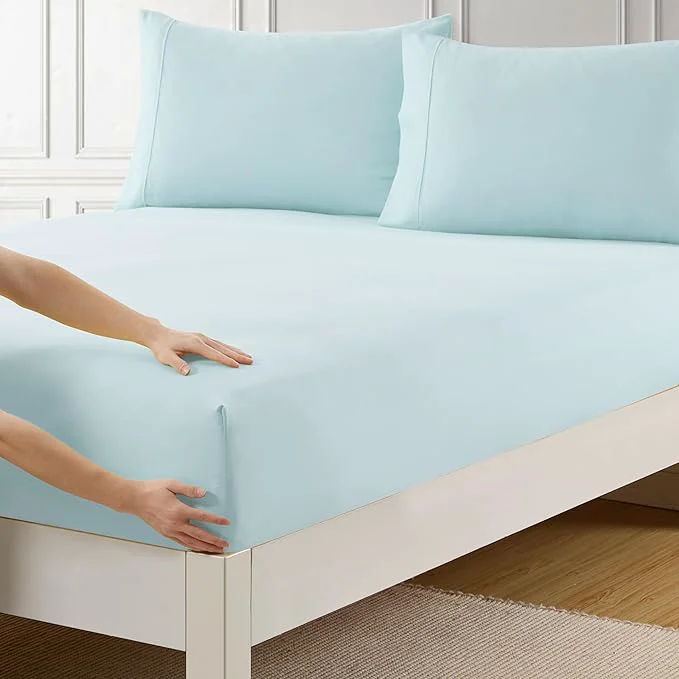 World-Class Twin Fitted Sheet Only with Full Elastic Built in Corner Sheet Straps to Stylish