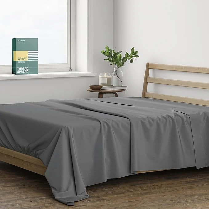 THREAD SPREAD Organic Cotton Percale Flat Sheet California King Size Original Design