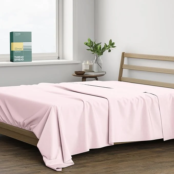 Authentic THREAD SPREAD Organic Cotton Percale Flat Sheet Full Size Soft