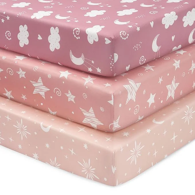 Environmentally Friendly Baby Crib Sheets Girl 3 Pack Toddler Bed Sheets Fit Top-Quality