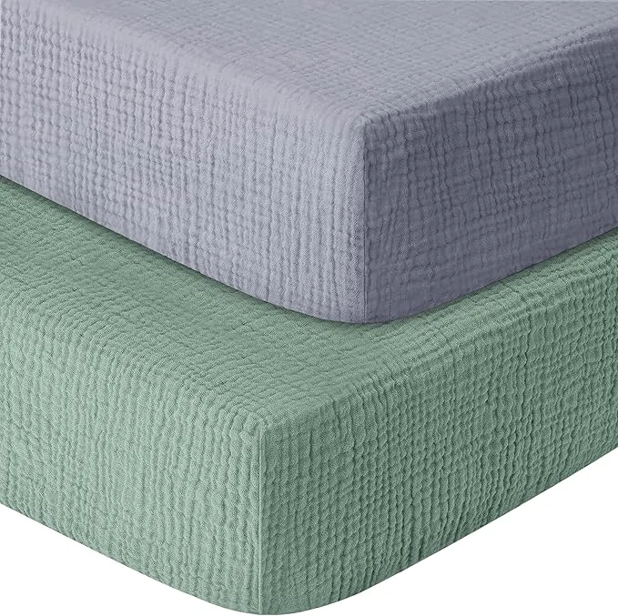 Solid GUNTAIL Muslin Crib Sheets for Boys Girls Cotton Fitted Baby Crib Sheet 2 Organic