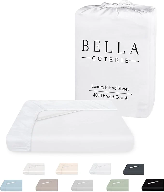 Reusable Bella Coterie Luxury Bamboo Viscose Cal King Size Fitted Sheet Only Detailed