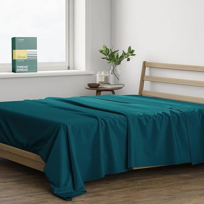 Fast THREAD SPREAD Organic Cotton Percale Flat Sheet Twin Size Comfortable
